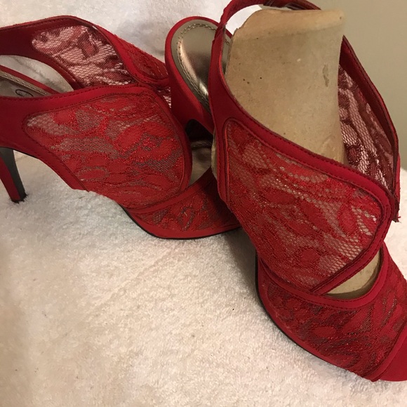 Harper Red Mesh Sling Back Red Heels size 10W - Picture 7 of 7